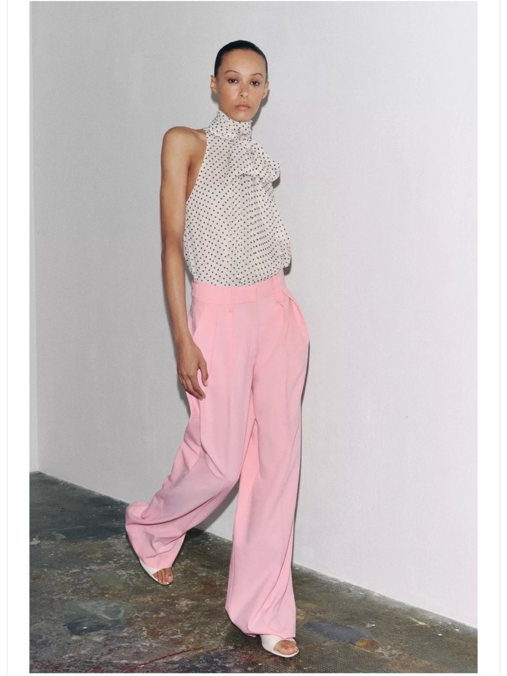 Zara Pink Wide Leg Pleated Trousers!